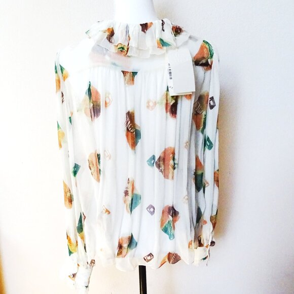 ULLA JOHNSON Pippa Aurora Genuine 100% Silk Blouse Size 10 - Picture 7 of 9